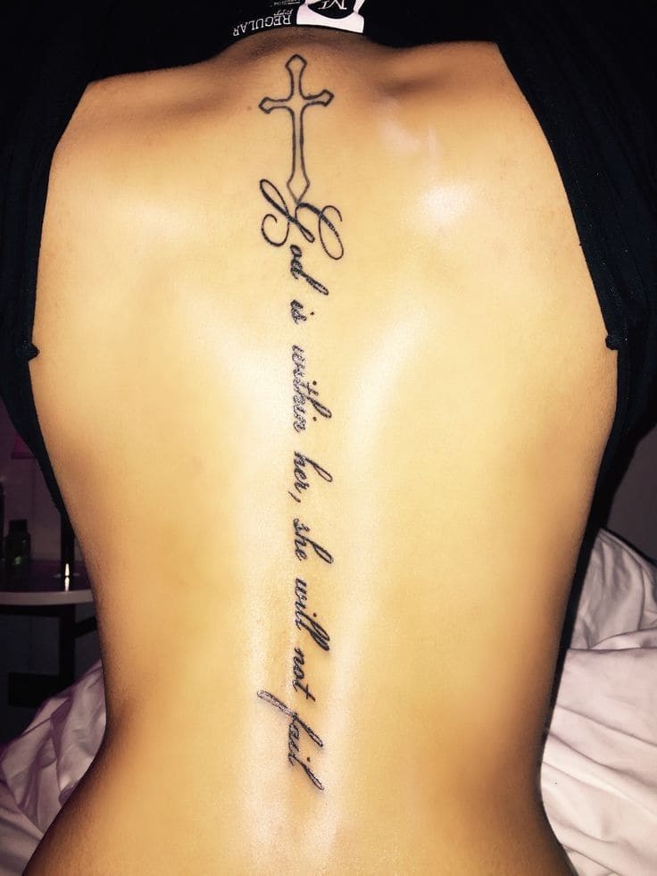 Women Quote Tattoos For Back Area
