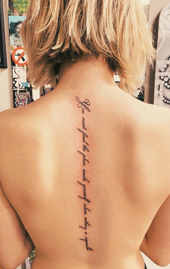 Women Quote Tattoos For Back Area
