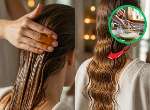 Mixing Conditioner with Baby Oil for Soft Shiny Hair