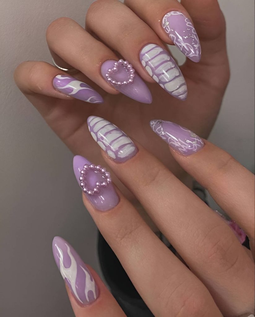  3D Lavender Nails