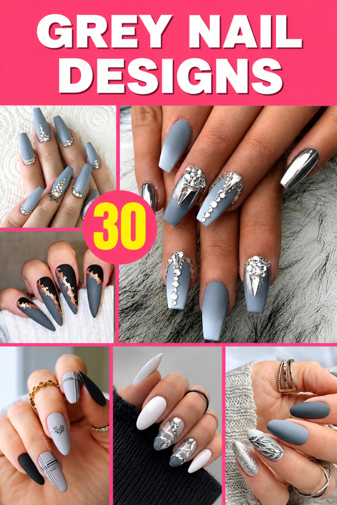 30 Breathtaking Grey Nail Designs To Make You A Runway Model