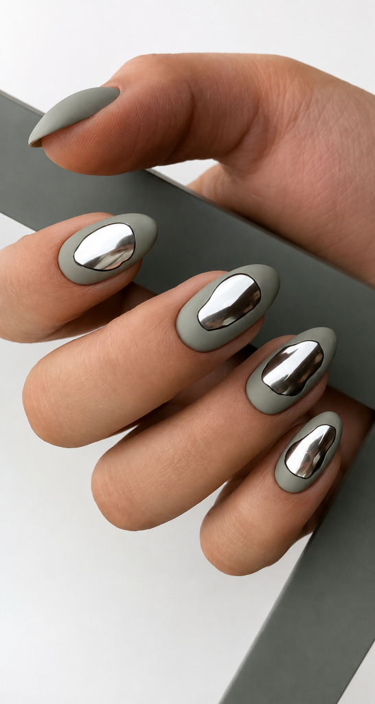 Chrome Matte Nail Ideas7