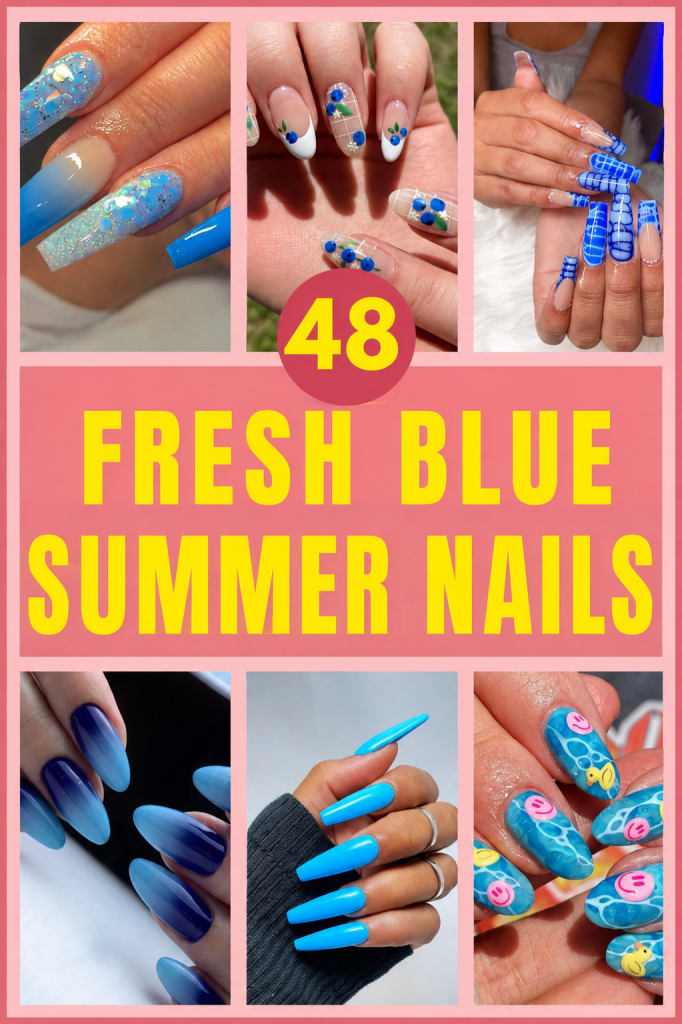 48 Blue Summer Nails To Cool Down The Sultry Season