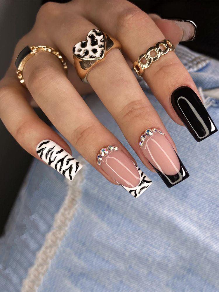 Animal Print Coffin Nails