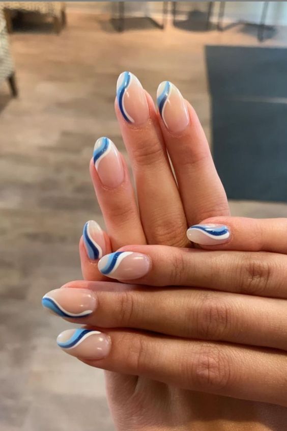 Aquamarine Swirls Manicure