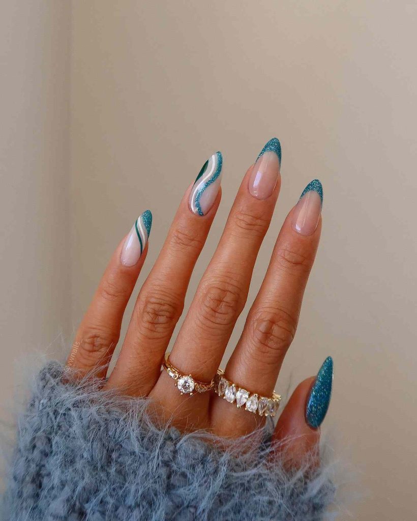 Aquamarine Swirls Manicure