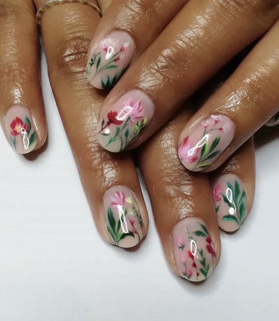 Artistic Flower Nails
