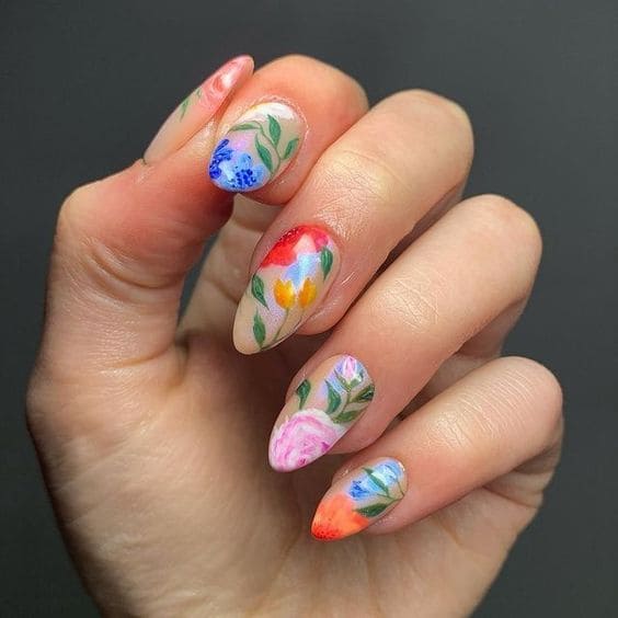Artistic Flower Nails