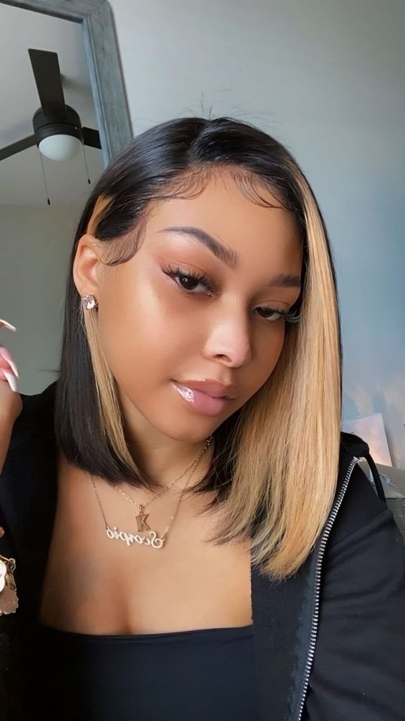 Asymmetrical Bob With Blonde Peek-A-Boo Highlights
