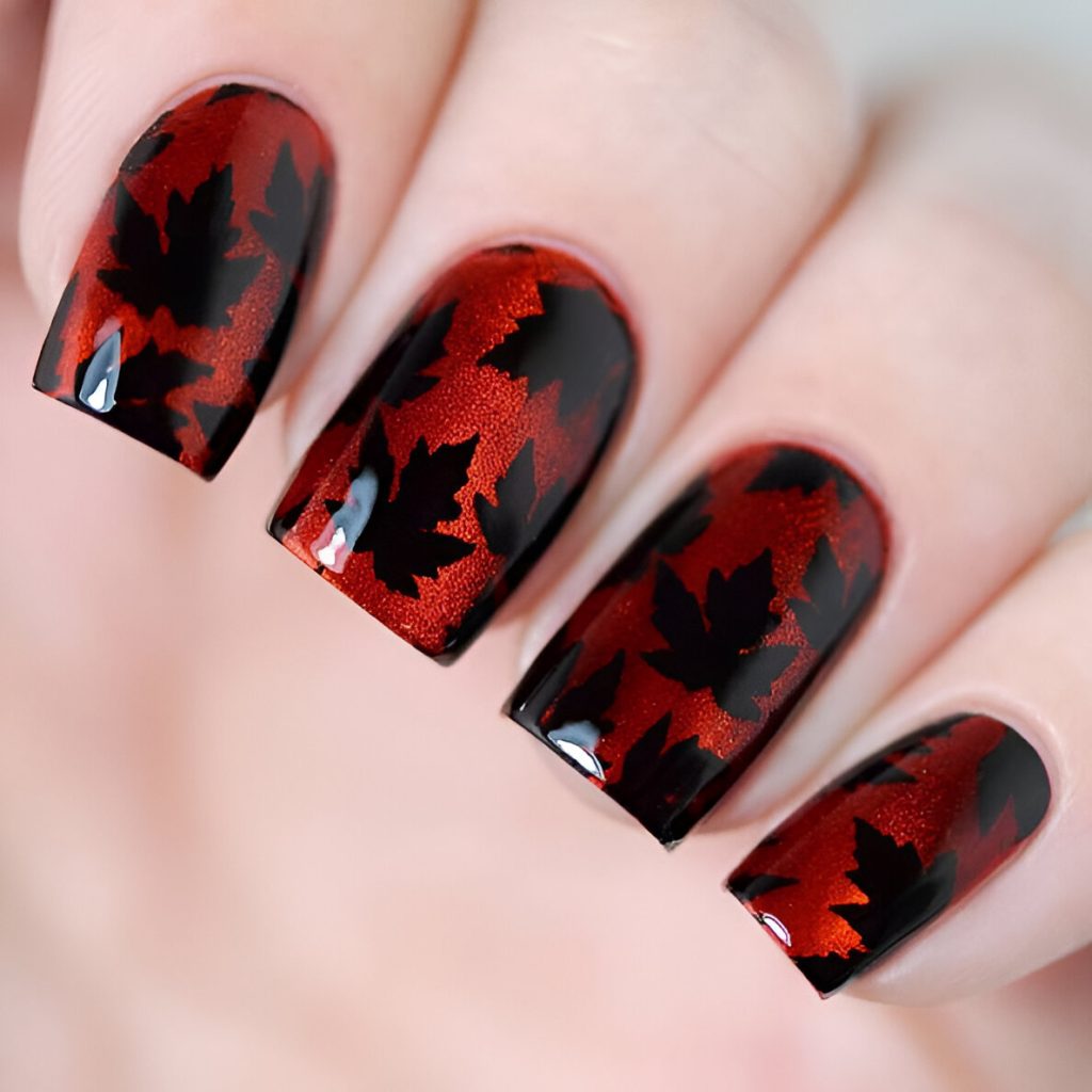 Black And Red Nail Designs For Fall