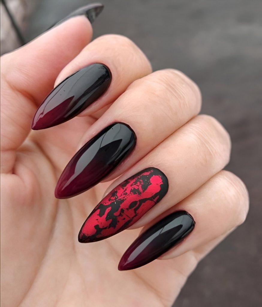 Black And Red Vampy Nails