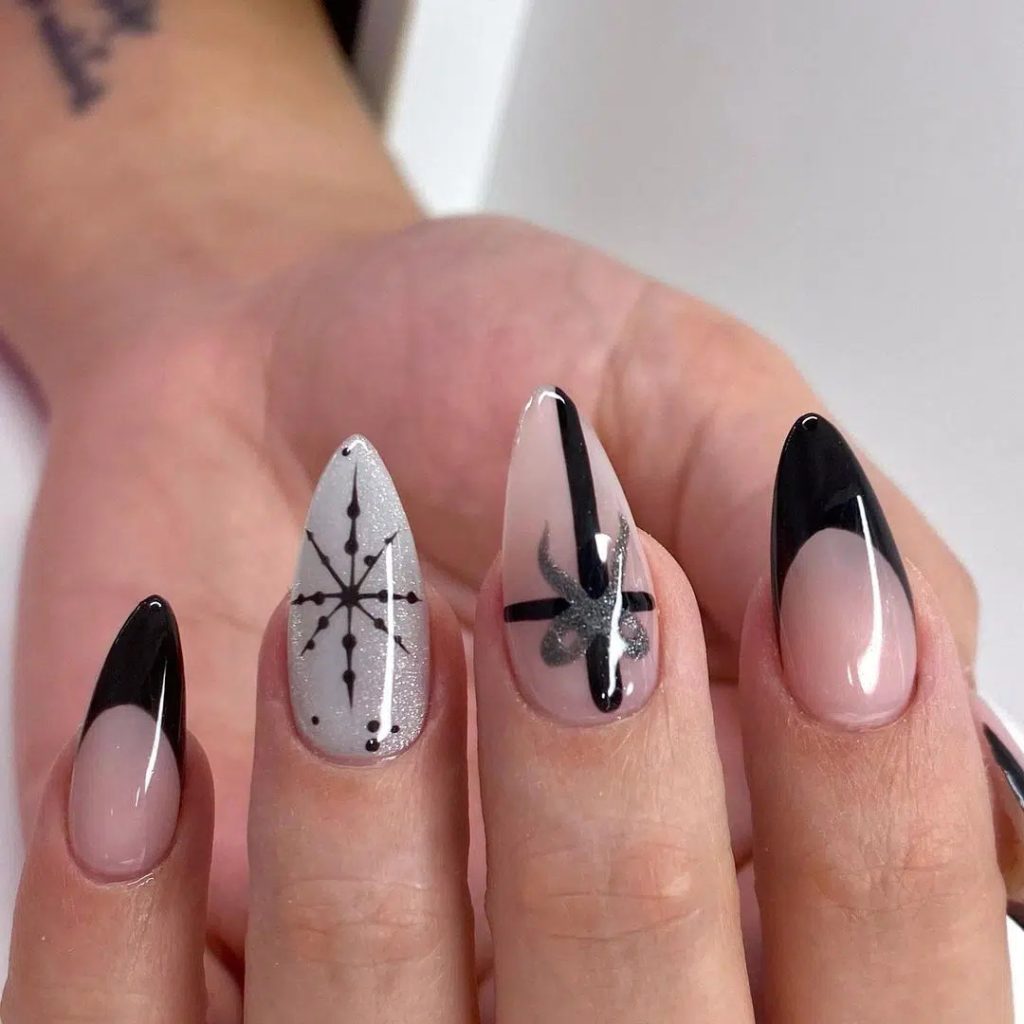 Black And White Christmas Manicures