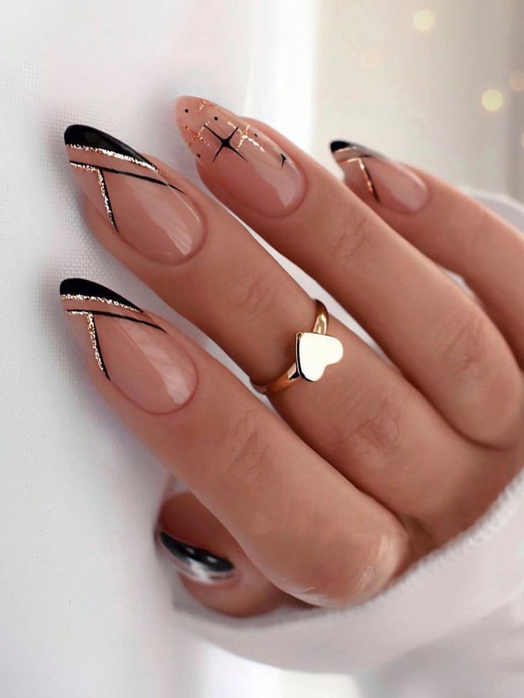  Black French Tips With A Twist