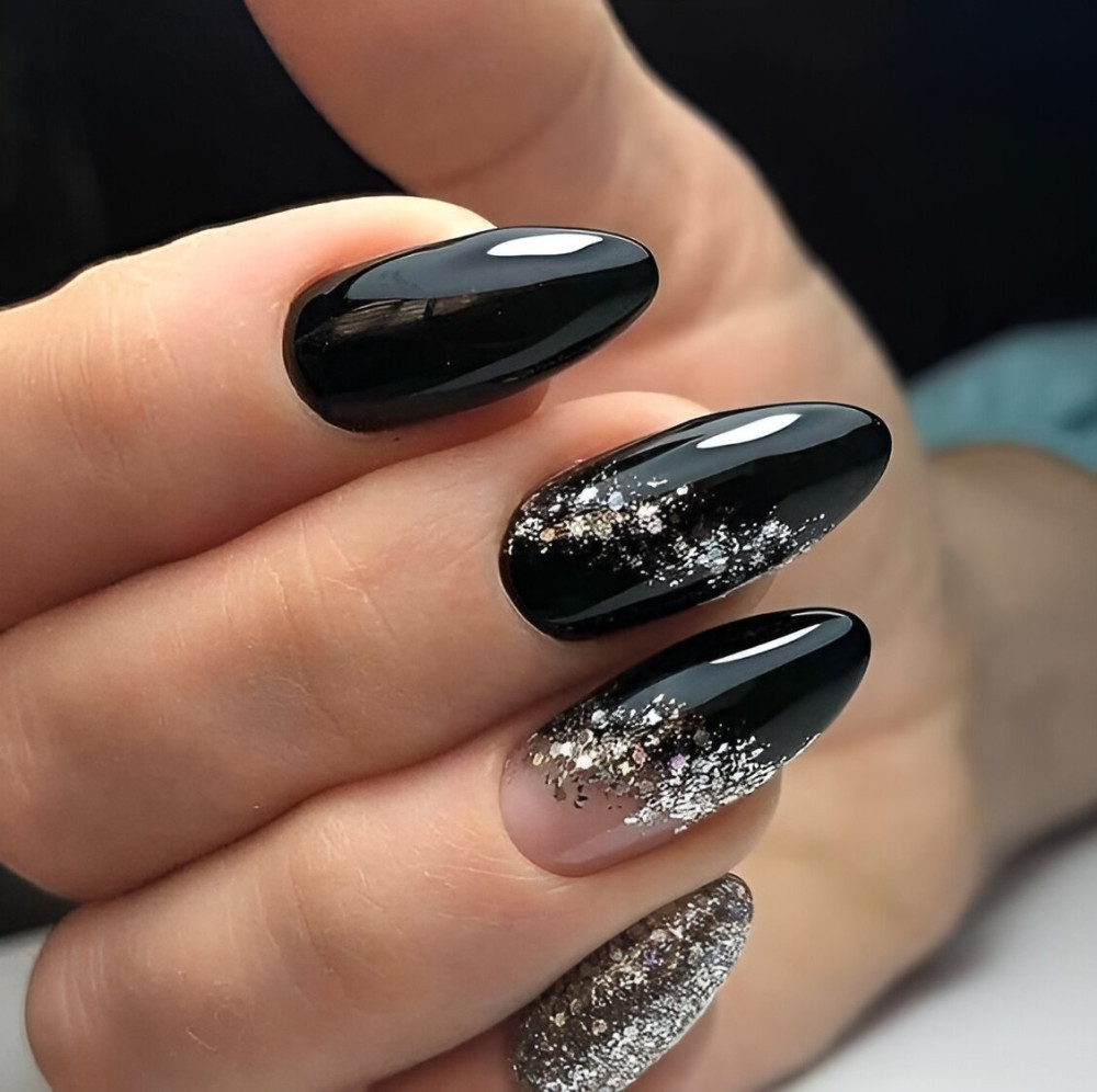Black Glitter Nail Designs