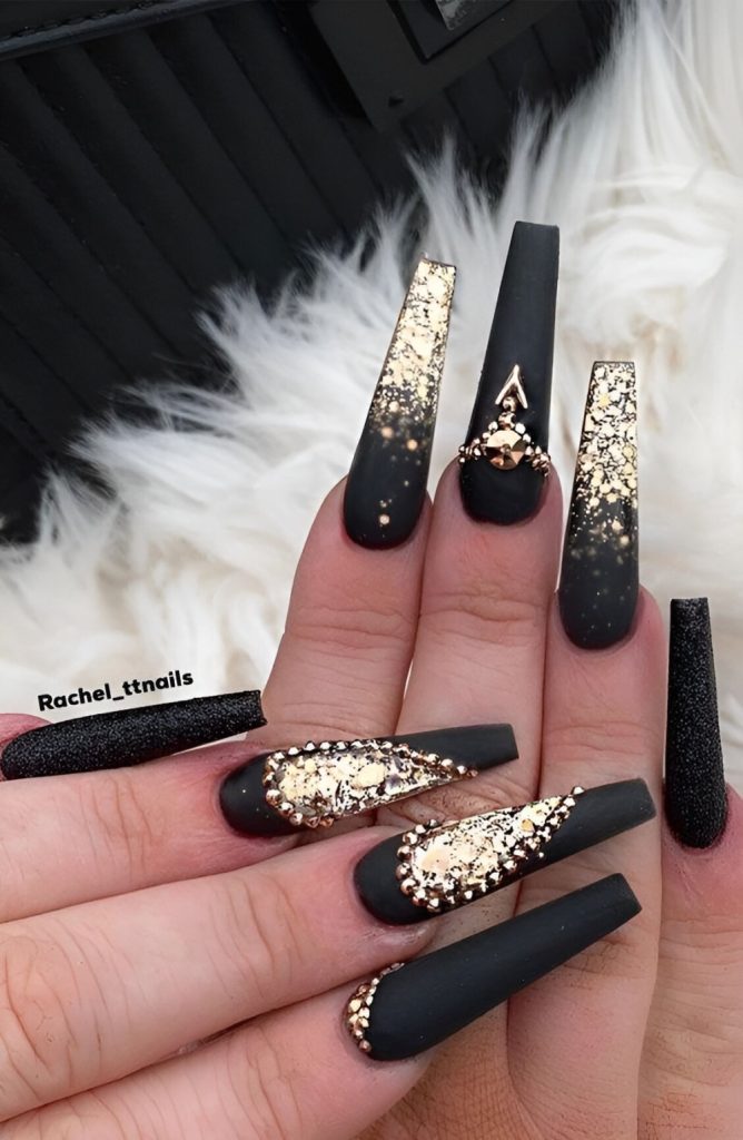 Black Glitter Nail Designs