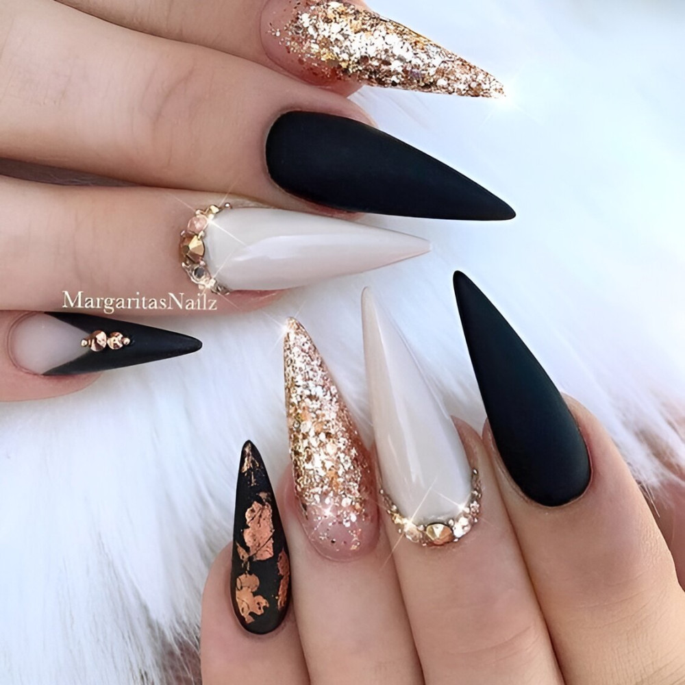 Black Glitter Nail Designs
