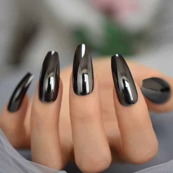 Black Mirror Chrome Nails