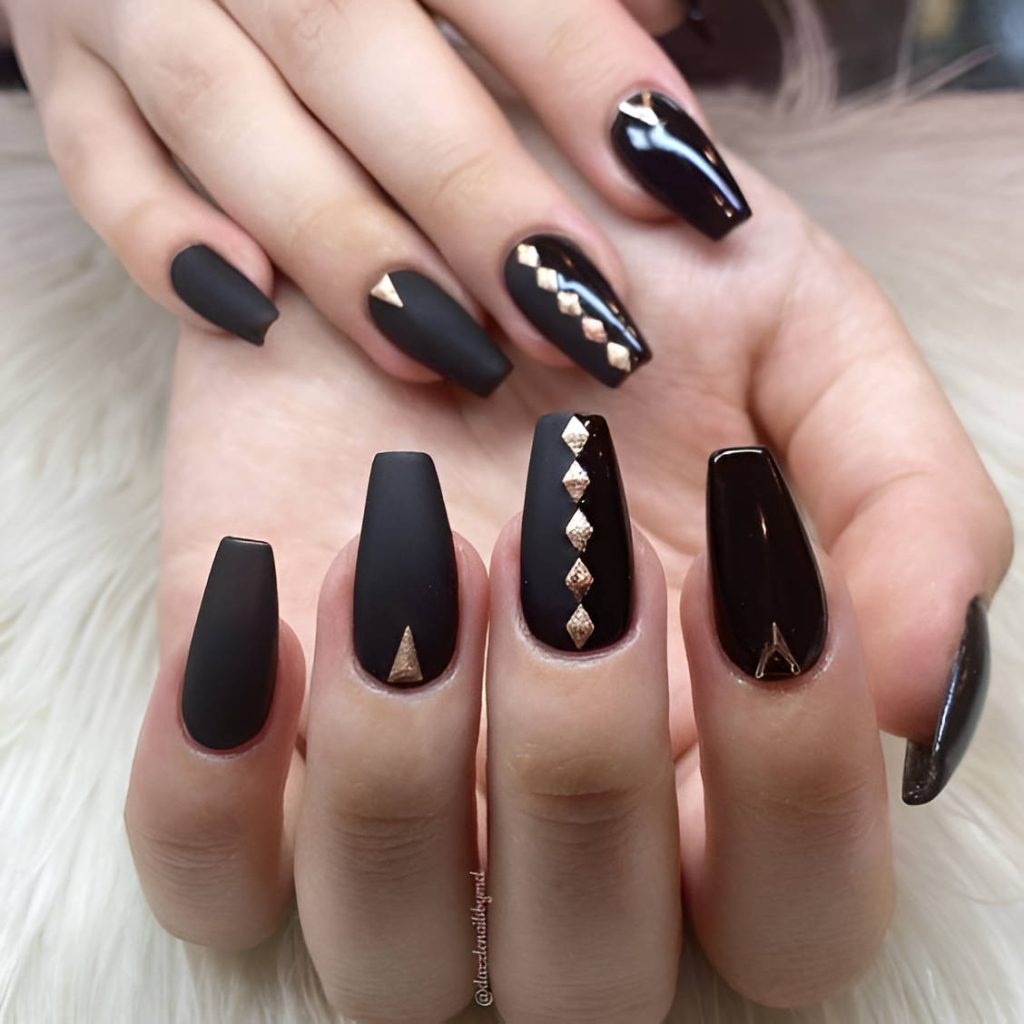 Black Nails With Gems