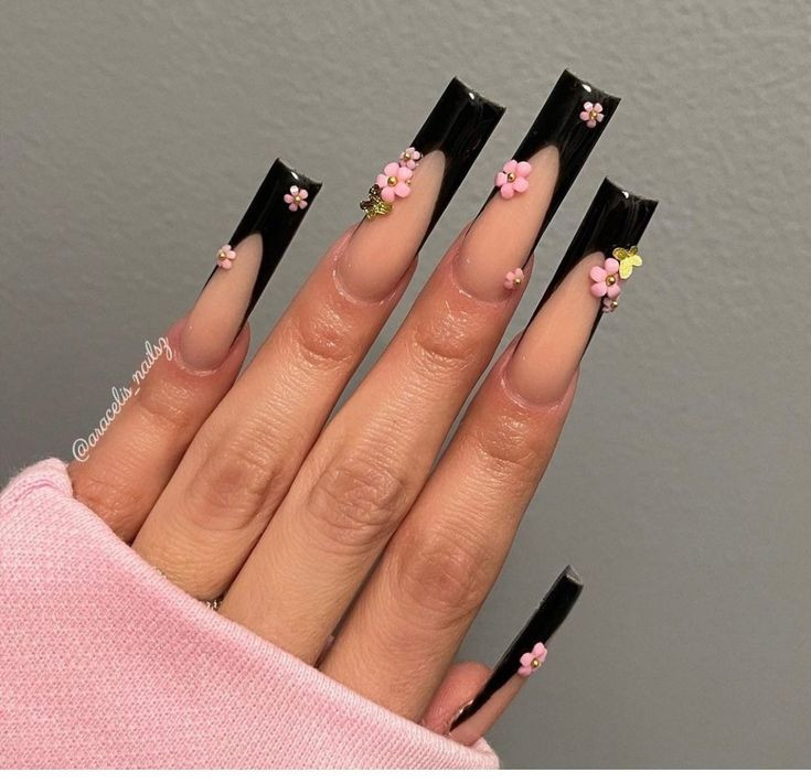 Black Square French Manicures