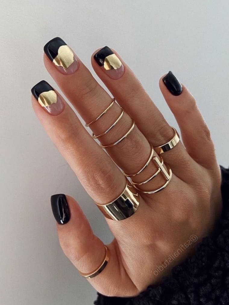 Black Square French Manicures