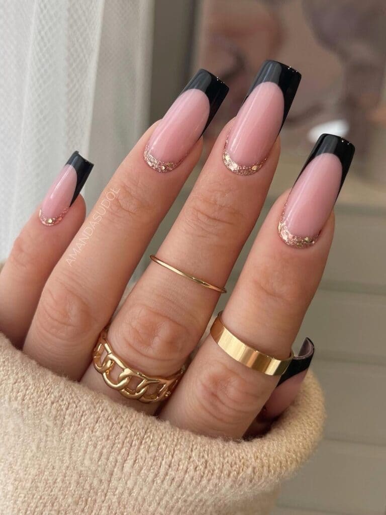 Black Square French Manicures