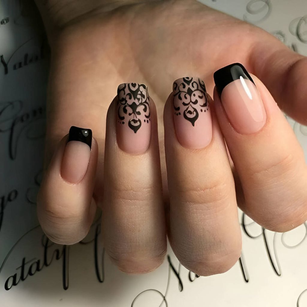 Black Square French Manicures