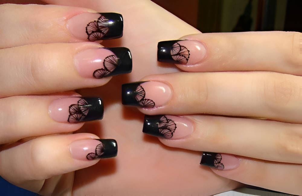 Black Square French Manicures