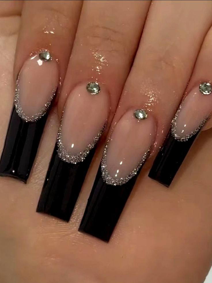 Black Square French Manicures