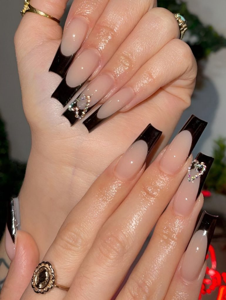 Black Square French Manicures