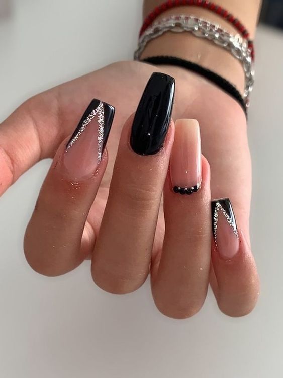 Black Square French Manicures