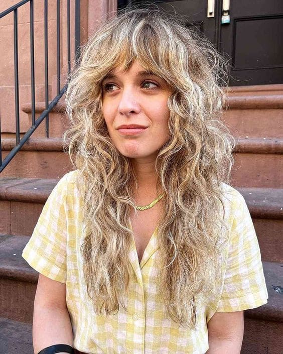 Blonde Curly Shag Cut
