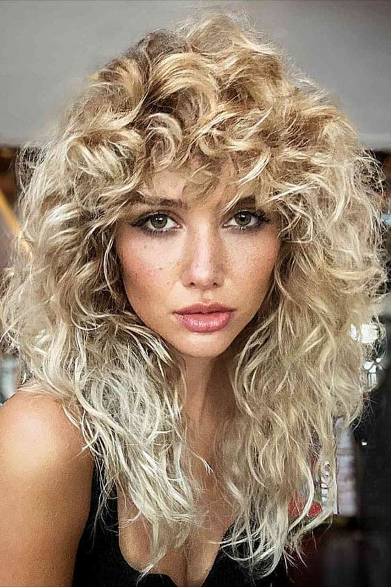 Blonde Curly Shag Cut