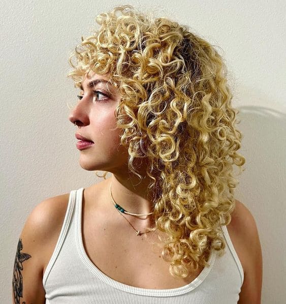 Blonde Curly Shag Cut