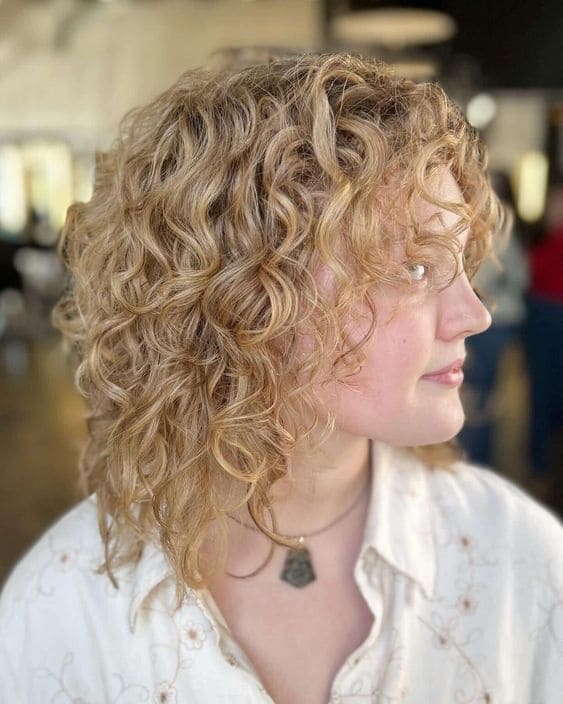 Blonde Curly Shag Cut