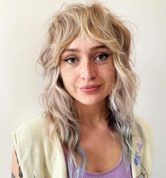 Blonde Curly Shag Cut