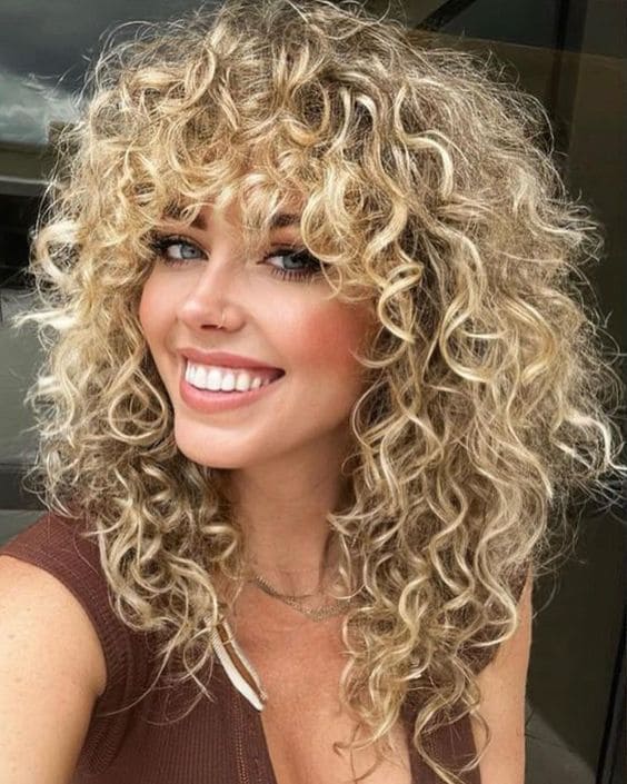 Blonde Curly Shag Cut