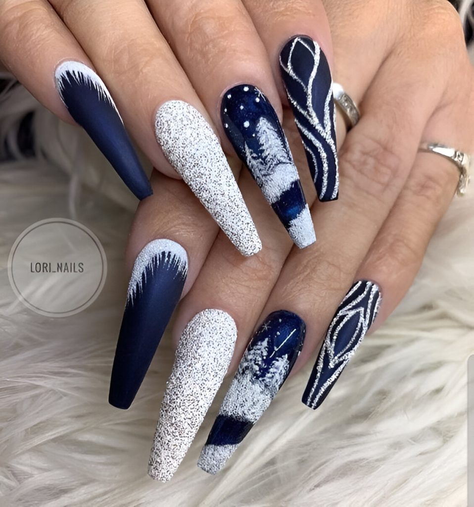  Blue Christmas Nail Designs