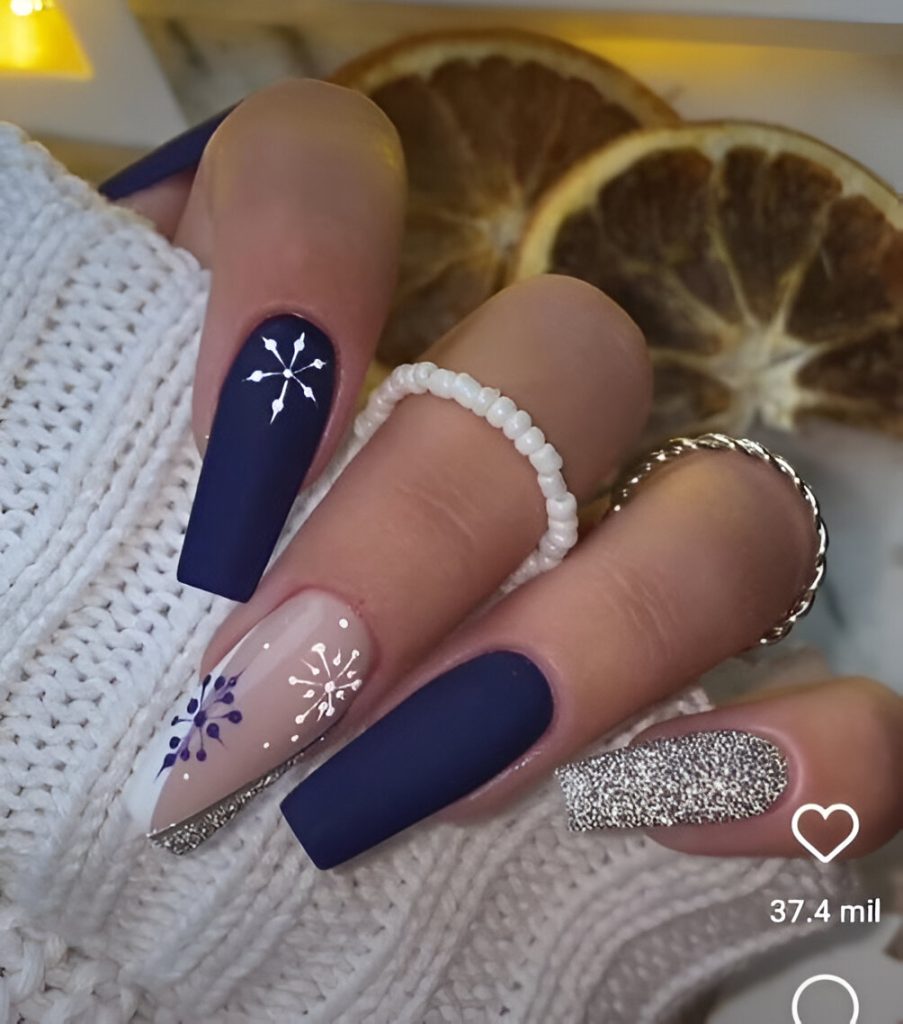  Blue Christmas Nail Designs