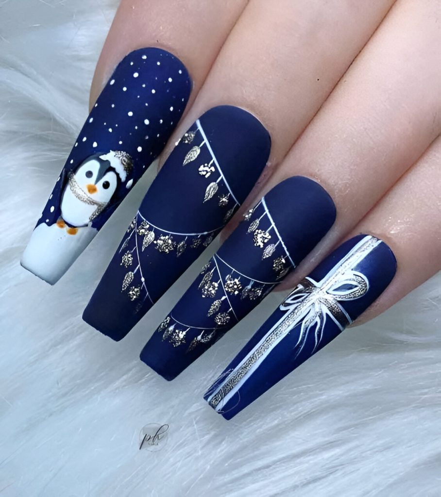  Blue Christmas Nail Designs