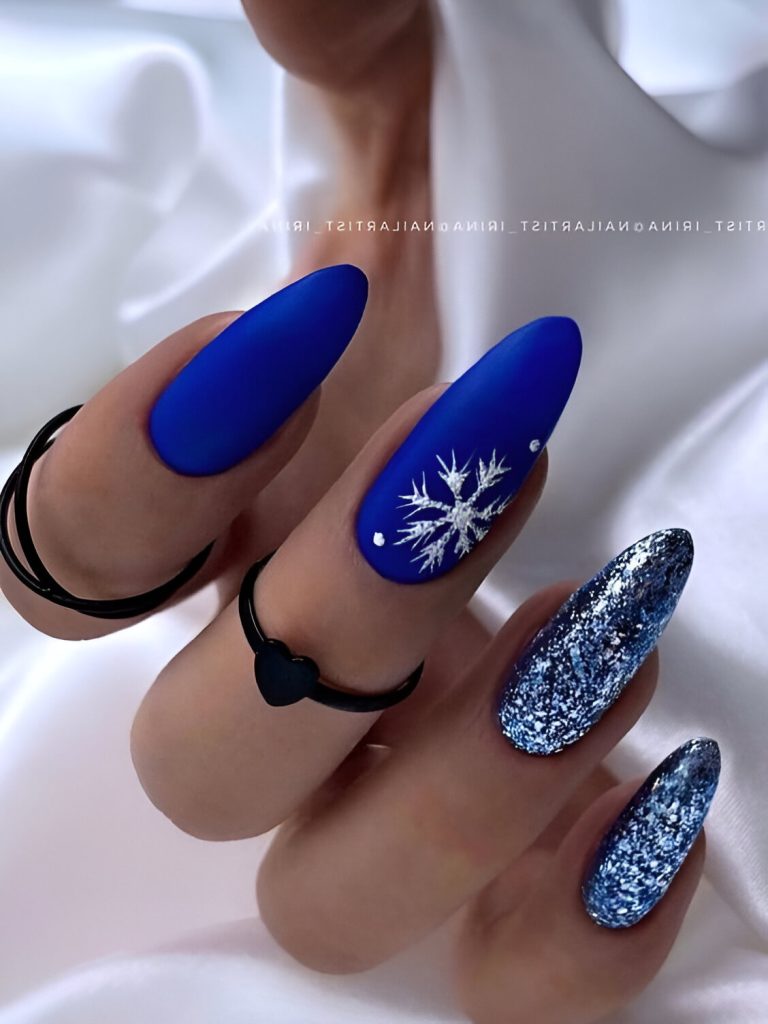  Blue Christmas Nail Designs