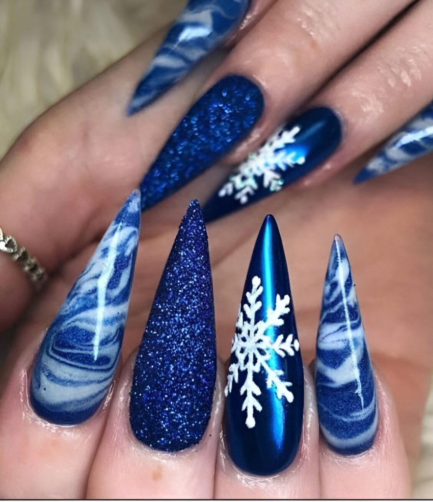  Blue Christmas Nail Designs