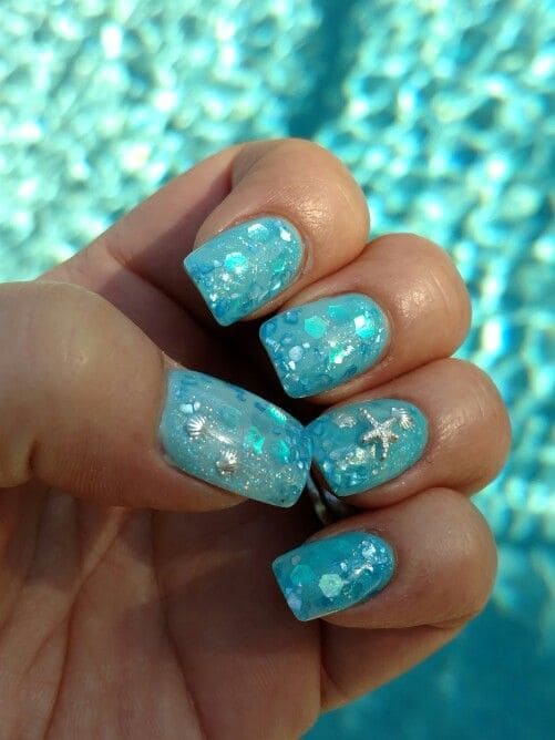 Blue Chunky Glitter Nails