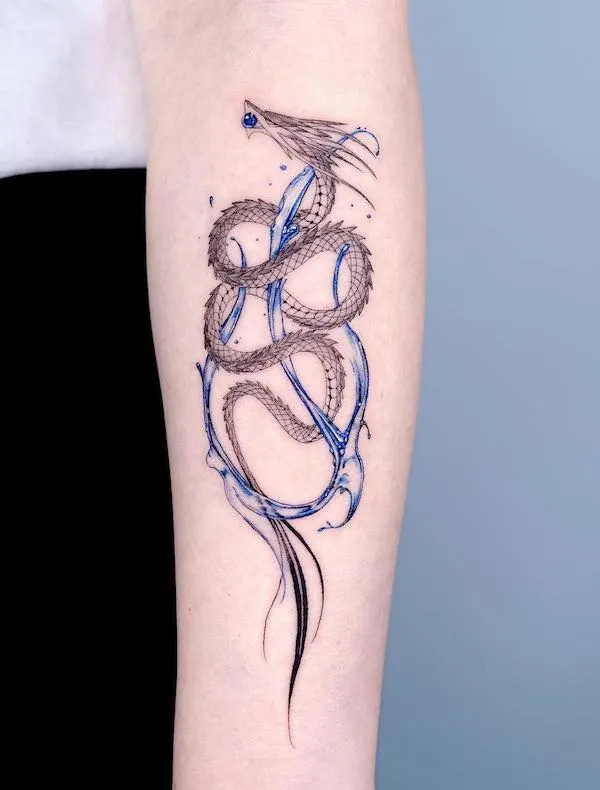 Blue Dragon Arm Tattoo Ideas For Women