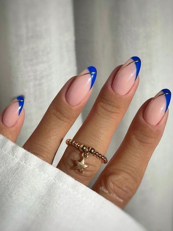 Blue Tips With Gold Lines