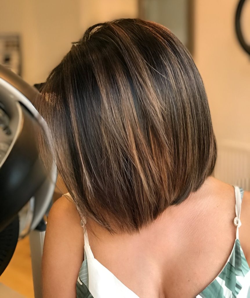 Blunt Bob With Caramel Highlights