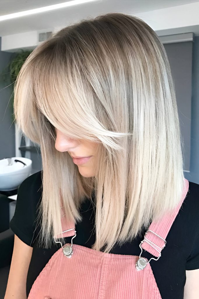 Blunt Lob With Bangs