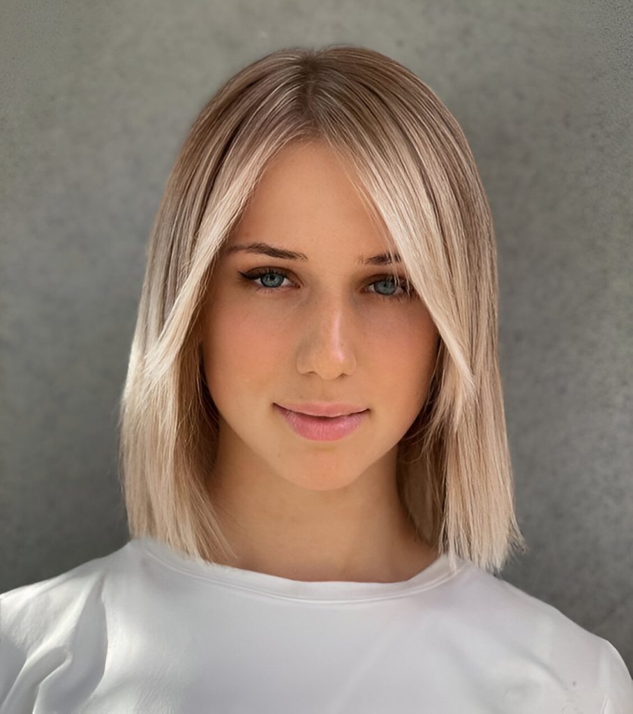 Blunt Lob With Bangs
