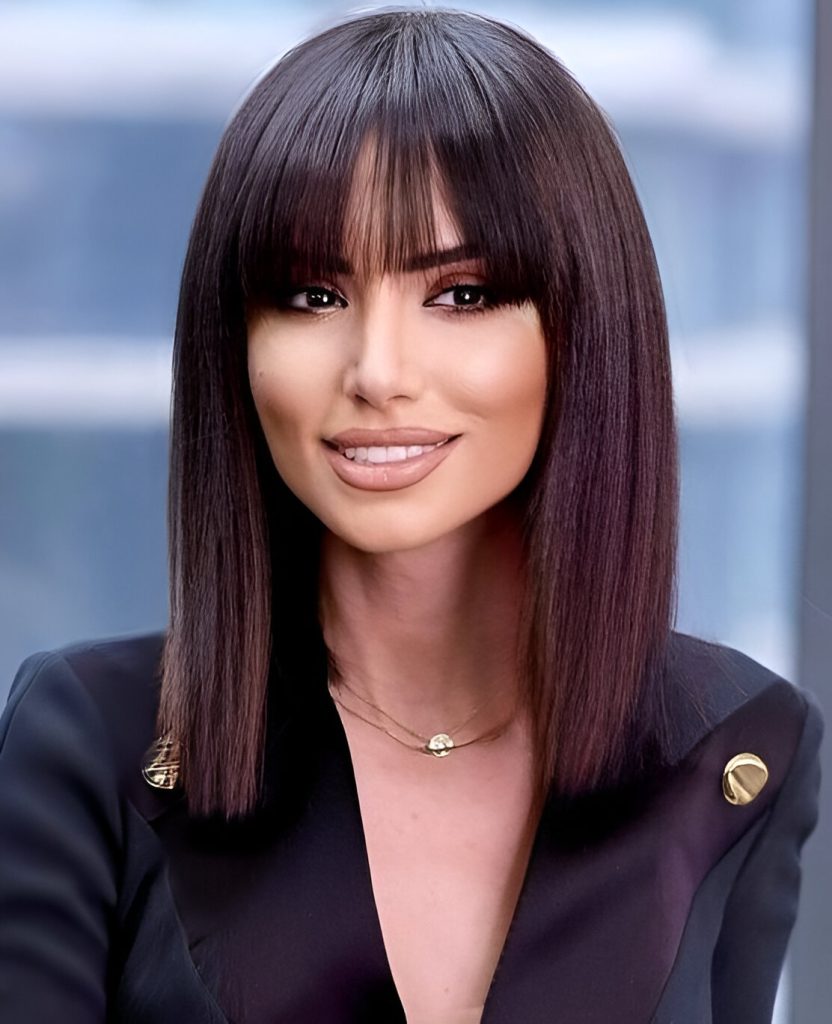 Blunt Lob With Bangs