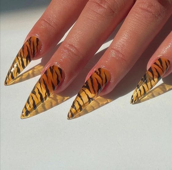 Bold Tiger Print Nail Ideas