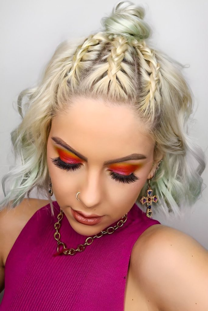 Braided Half-Updo For Short Hair
